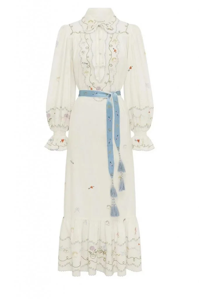 Alémais giulia embroidered midi dress
