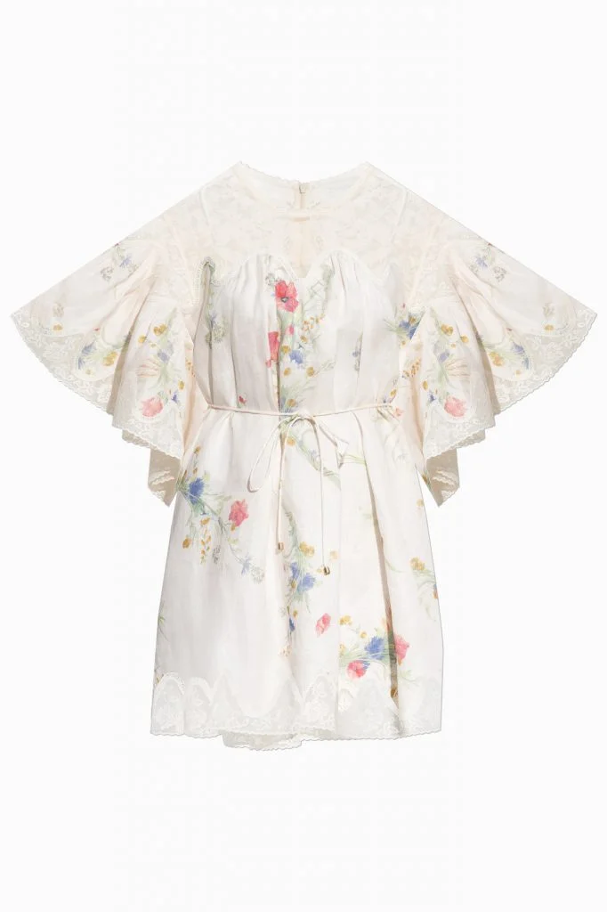 Zimmermann Cream Oversize Dress With Floral Motif