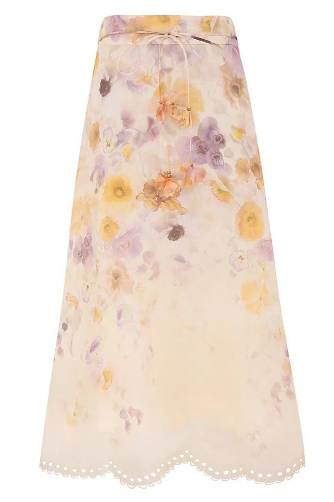 Zimmermann Memento Embroidered Midi Skirt