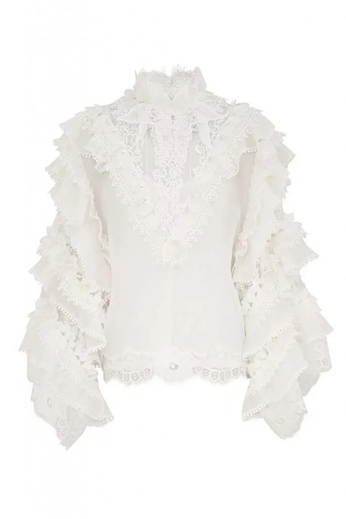 Zimmermann Crush Heart Trim Blouse