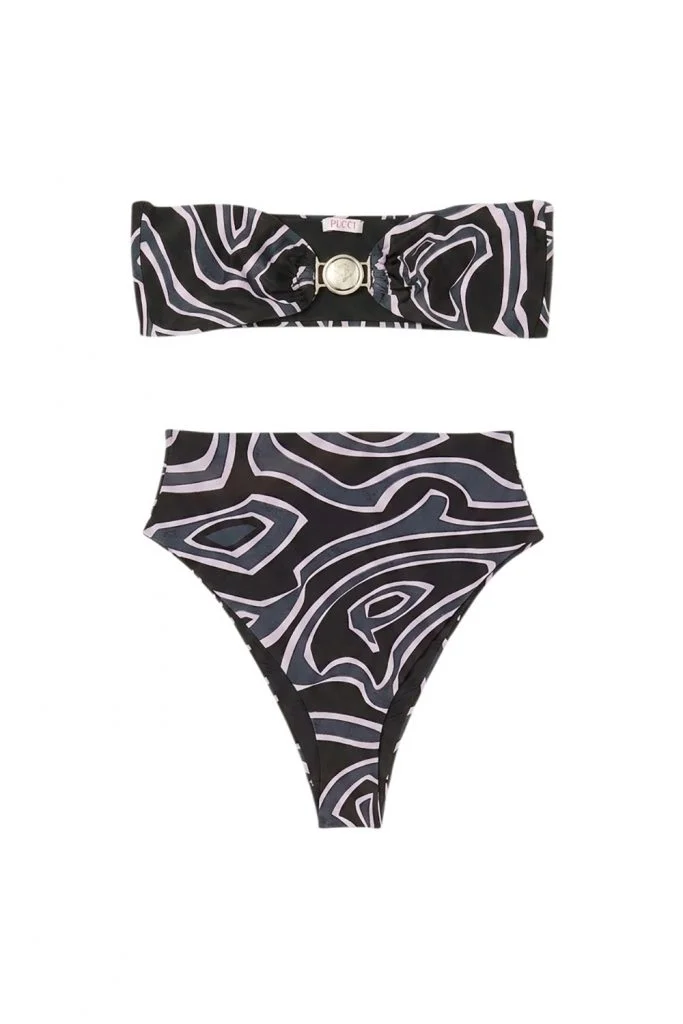 Pucci Labirinto Print Bandeau Swimsuit