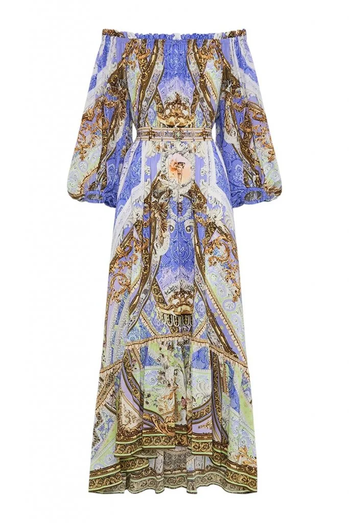 Camilla Frill Off The Shoulder Long Dress Gilded Pleasures