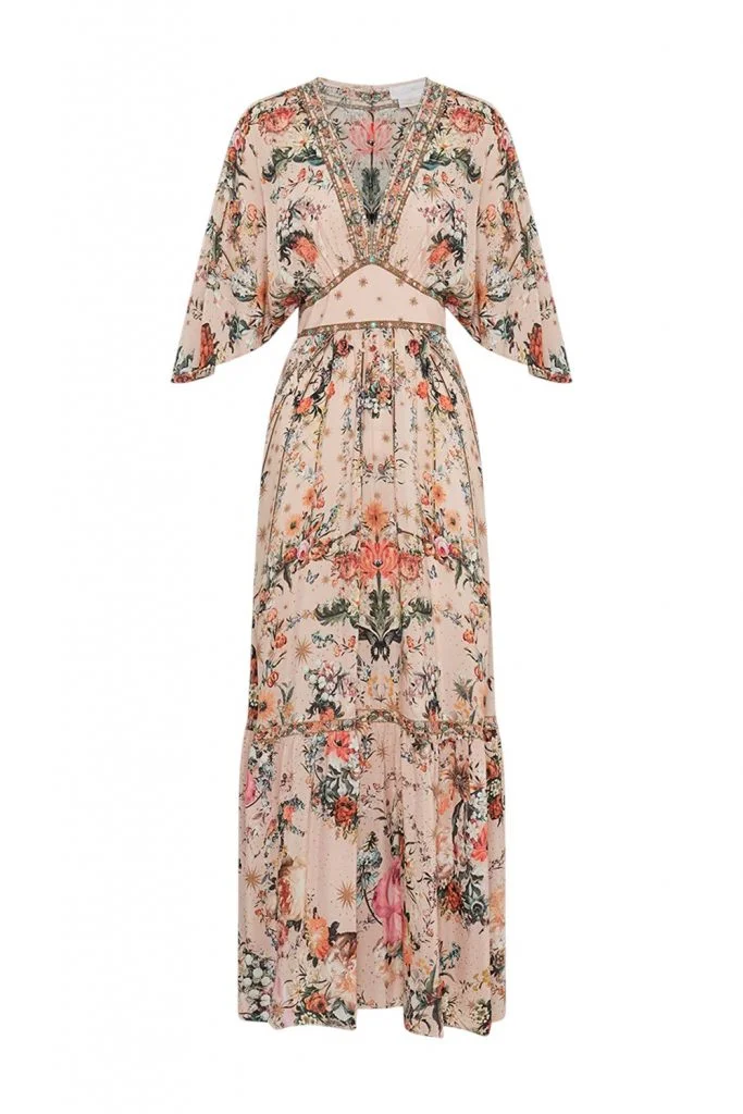 Camilla Waisted Dress With Hem Ruffle Rose Garden Revolution