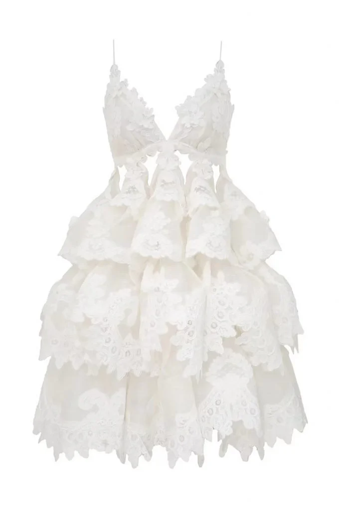 Zimmermann Crush Tiered Lace Mini Dress