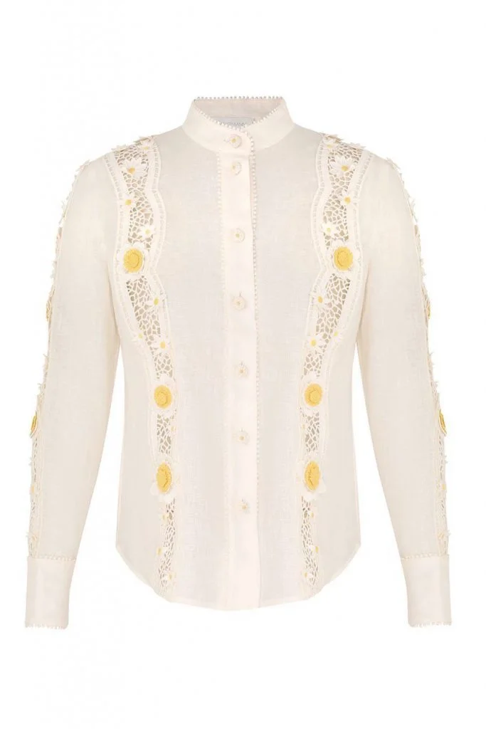 Zimmermann Everley Flower Trim Shirt