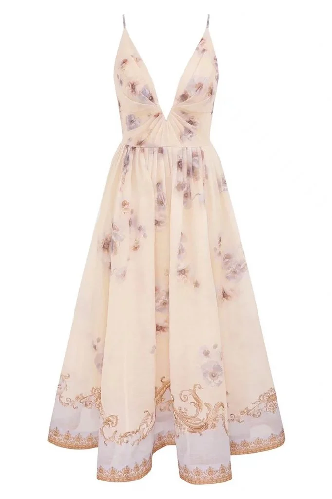 Zimmermann Hypnotic V Neck Midi Dress