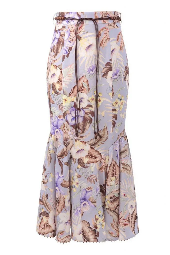 Zimmermann Coco Fit and Flare Midi Skirt