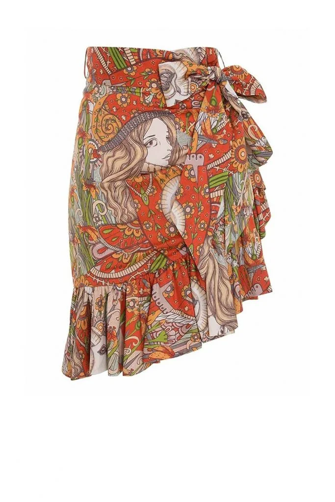 Zimmermann Kaleidoscope Wrap Tie Skirt