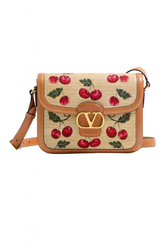 Valentino Garavani 9to5 Vlogo Raffia Shoulder Bag