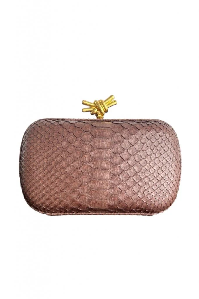 Bottega Veneta Python Pattern Clutch