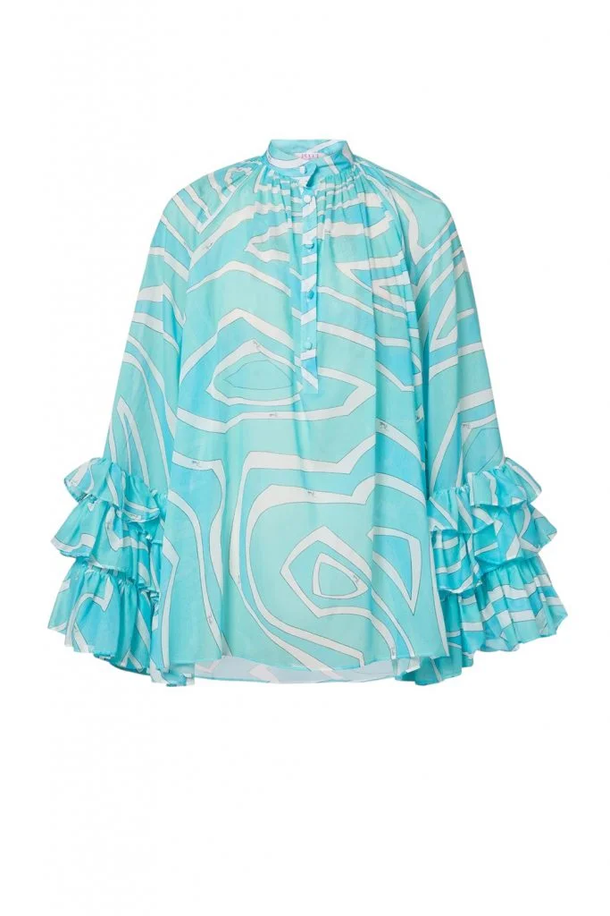 Pucci Marmo Ruffled Cotton Blouse