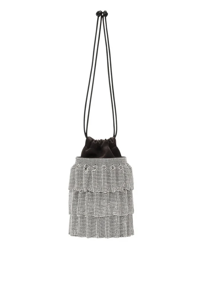 Alexander Wang Drawstring Pouch In Crystal Mesh
