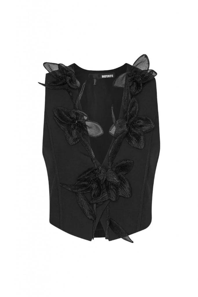 Rotate Flower Waistcoat Black