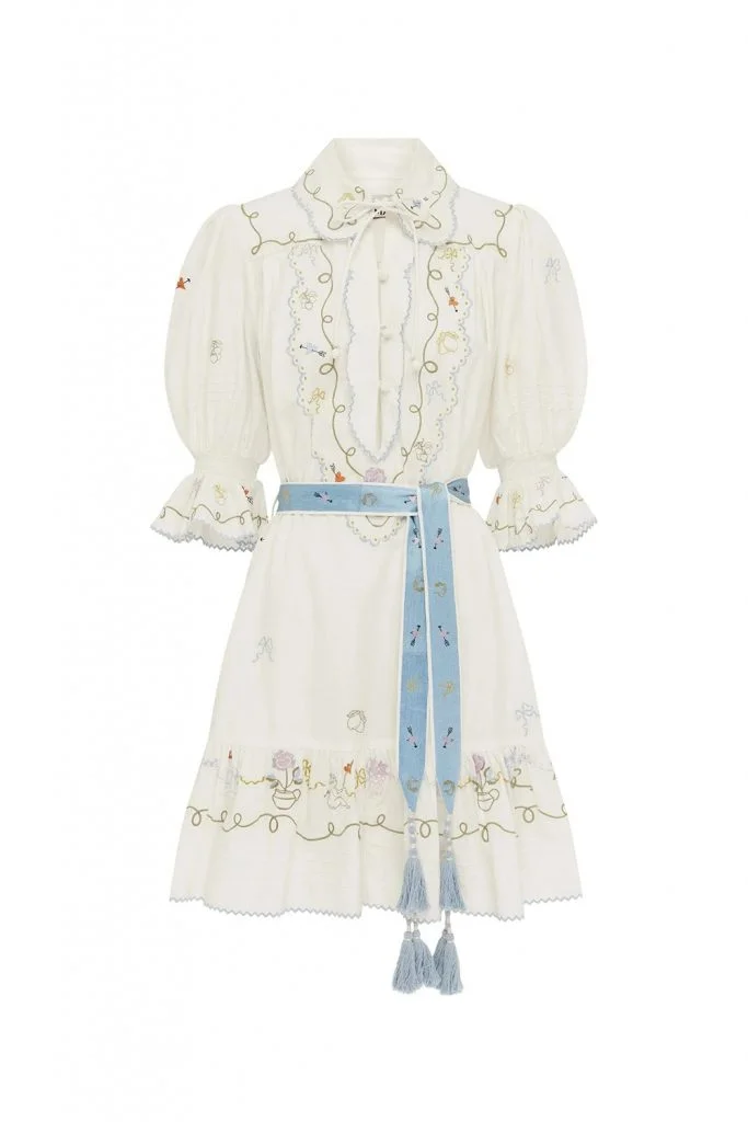 Alémais giulia embroidered mini dress
