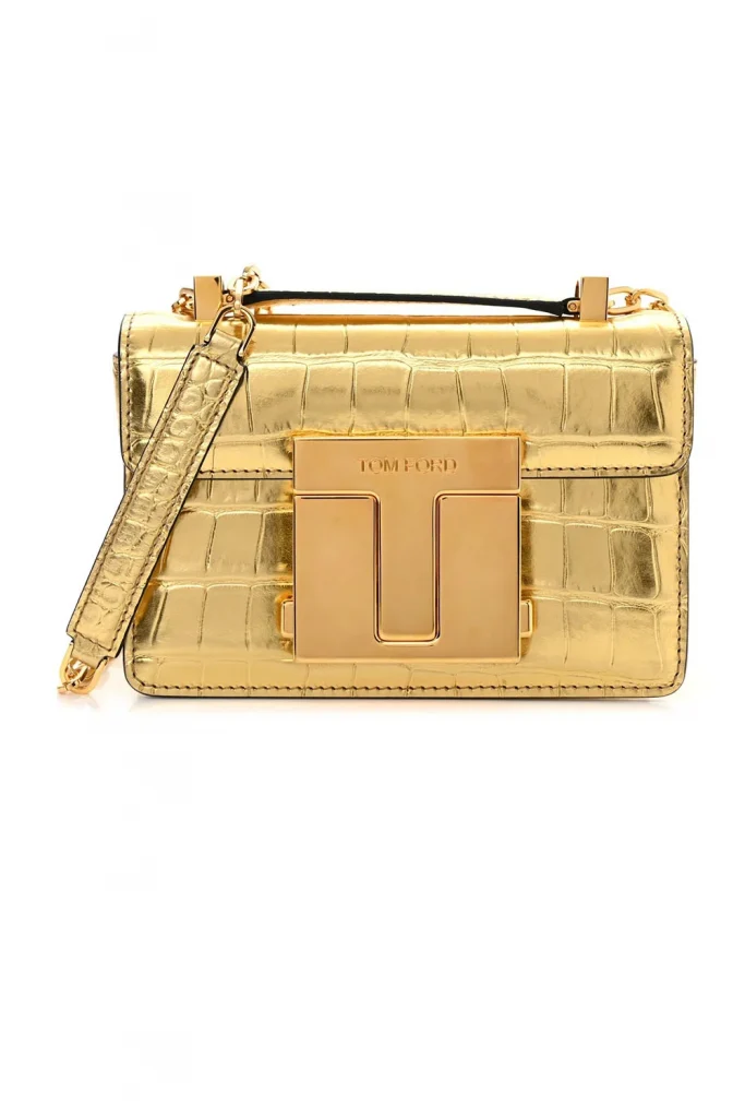 Tom Ford Metallic Crocodile Embossed Shoulder Bag
