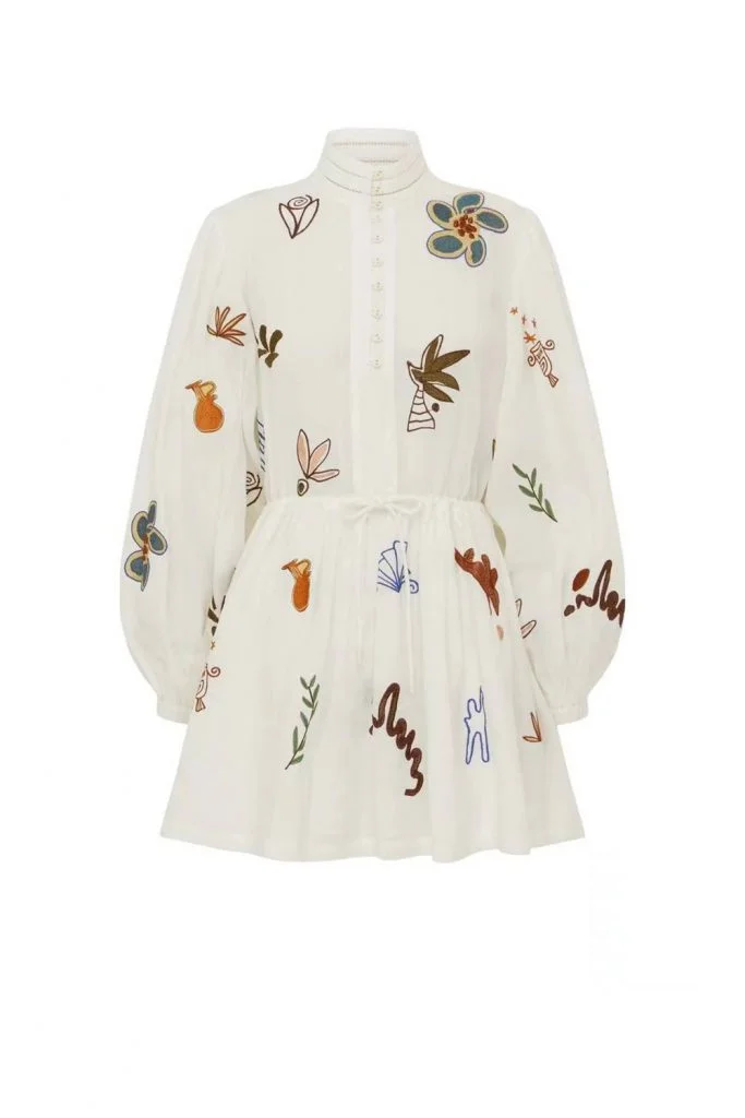 Alémais Mina Embroidered Mini Dress
