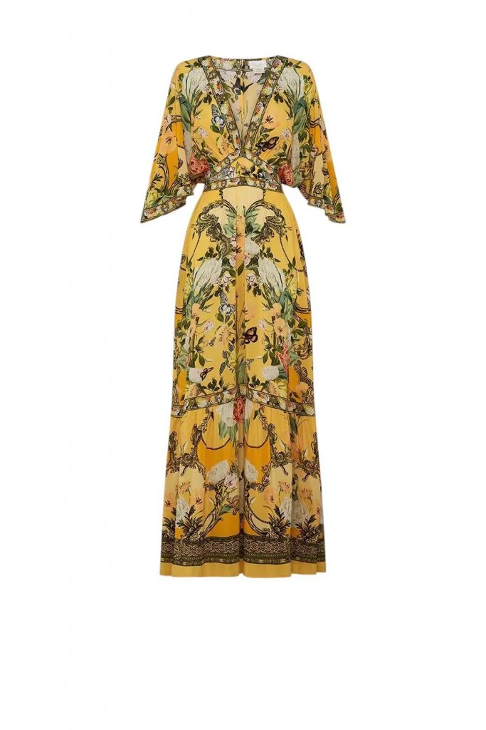 Camilla Waisted Dress With Hem Ruffle Paths Of Gold