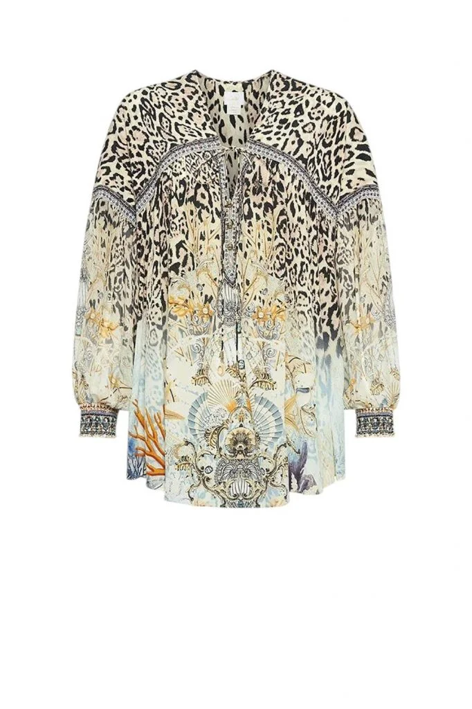 Camilla Seahorse Sonnet Blouson Blouse With Neck Tie