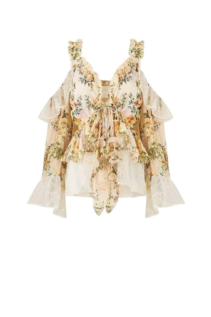 Camilla Twilight In Istanbul Cold Shoulder Ruffle Top