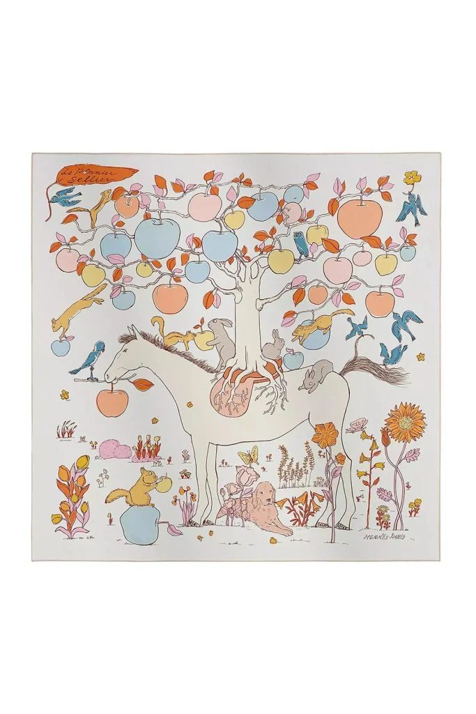 Hermes Le Pommier Sellier Scarf 90